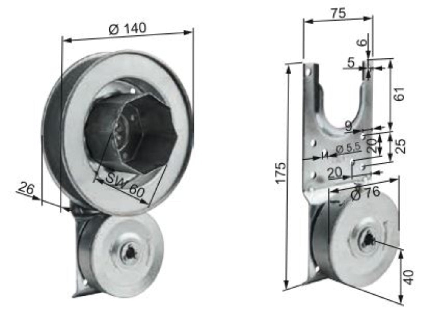 Fertighaus - Gurtwickler für Gurt 23 mm - Gurtscheibe Ø 140 mm - Jalousiene Ersatzteile - Shop