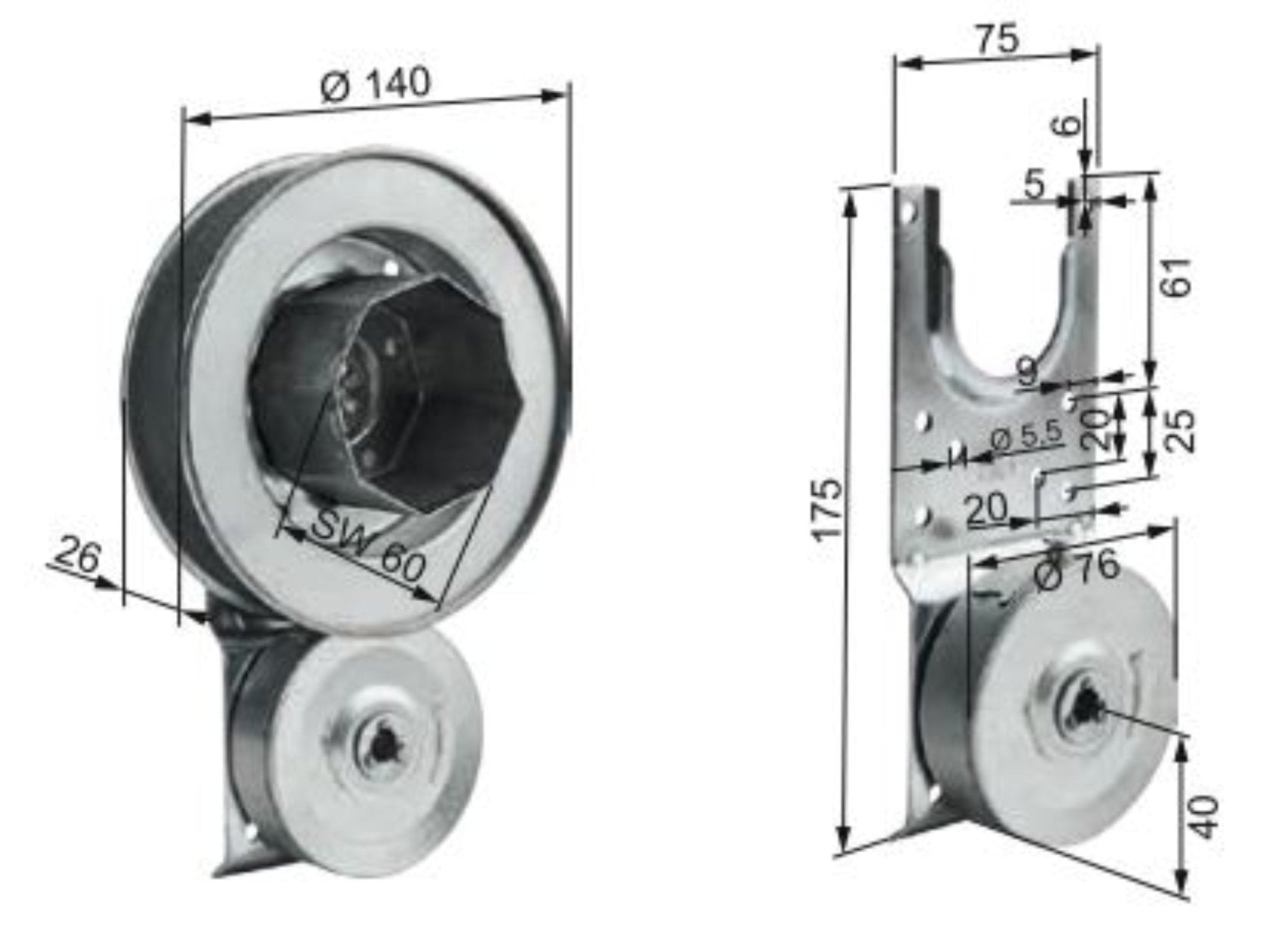 Fertighaus - Gurtwickler für Gurt 23 mm - Gurtscheibe Ø 140 mm - Jalousiene Ersatzteile - Shop