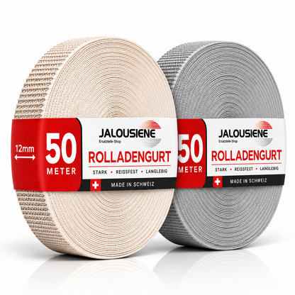 Rollladengurt 12 mm – 50 m Rolle | Grau oder Creme