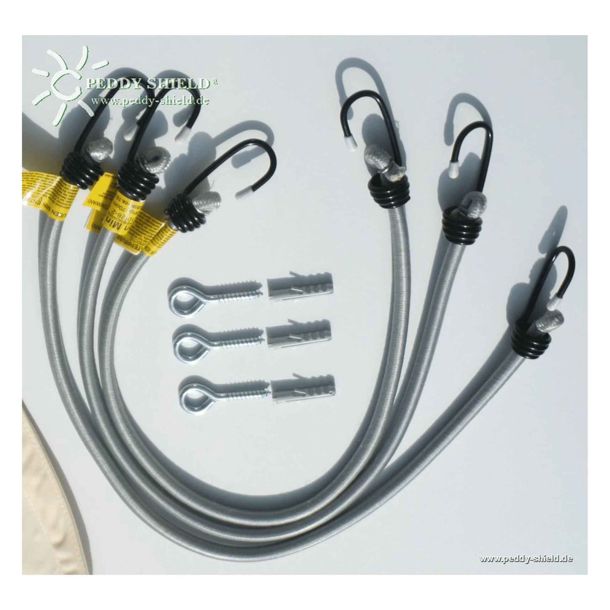 Dauerelastische Spanngurte für konkave Sonnensegel – 3er - oder 4er - Set (Peddy Shield) - Jalousiene Ersatzteile - Shop