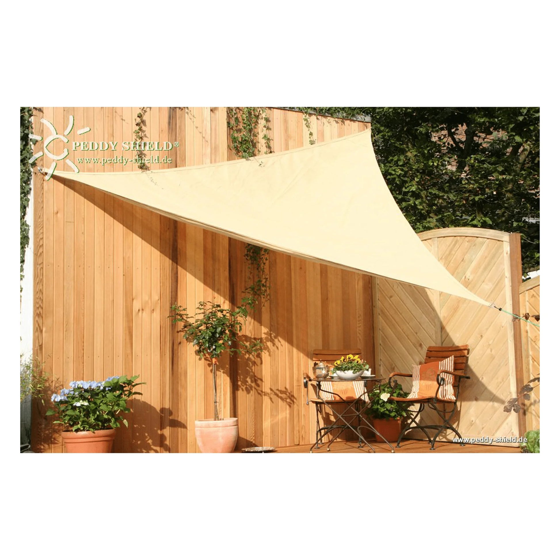 Dreiecksonnensegel konkav HDPE – luftdurchlässig ohne Regenschutz (Peddy Shield) - Jalousiene Ersatzteile - Shop