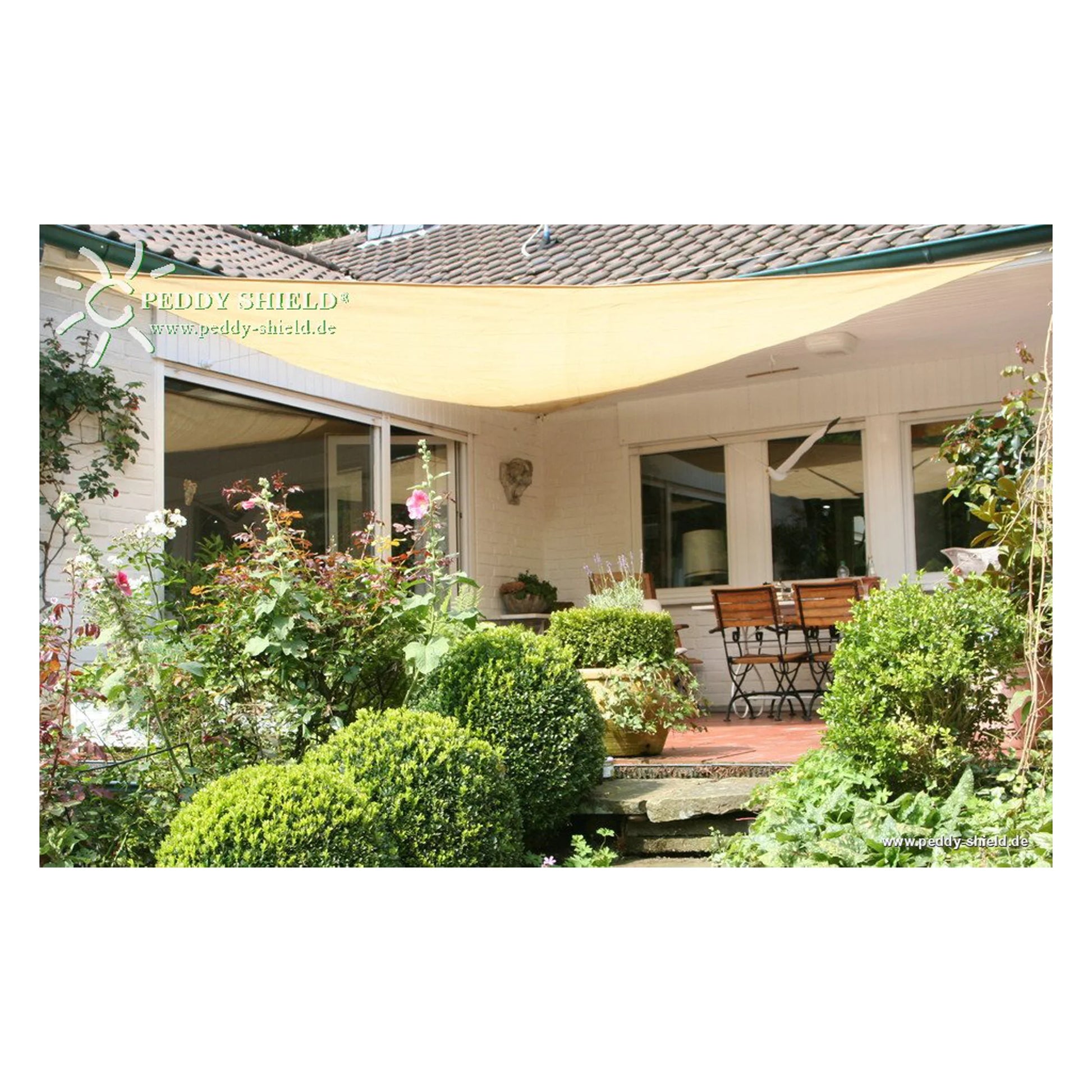 Dreiecksonnensegel konkav HDPE – luftdurchlässig ohne Regenschutz (Peddy Shield) - Jalousiene Ersatzteile - Shop