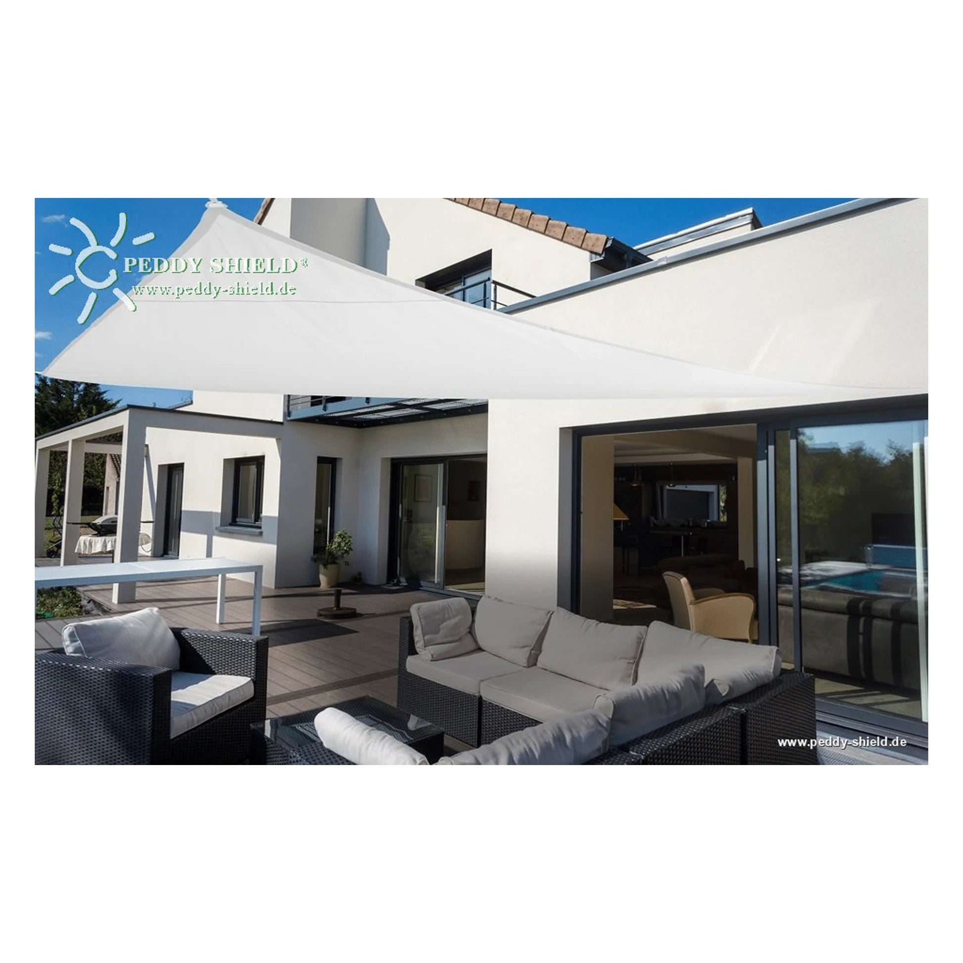 Dreiecksonnensegel konkav mit Regenschutz – (Peddy Shield) - Jalousiene Ersatzteile - Shop