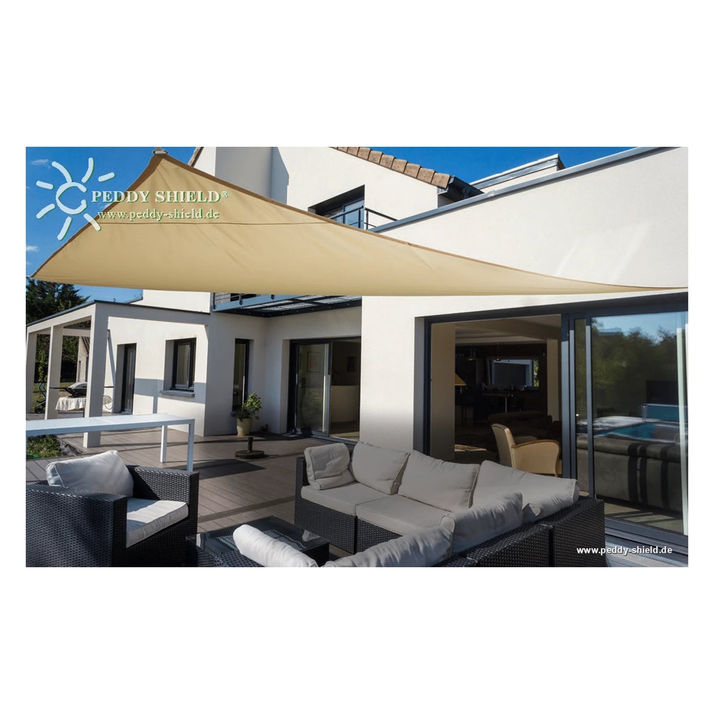 Dreiecksonnensegel konkav mit Regenschutz – (Peddy Shield) - Jalousiene Ersatzteile - Shop