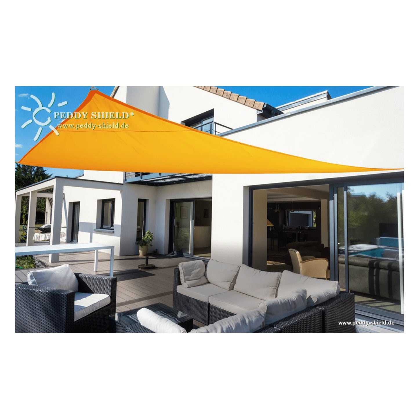 Dreiecksonnensegel konkav mit Regenschutz – (Peddy Shield) - Jalousiene Ersatzteile - Shop