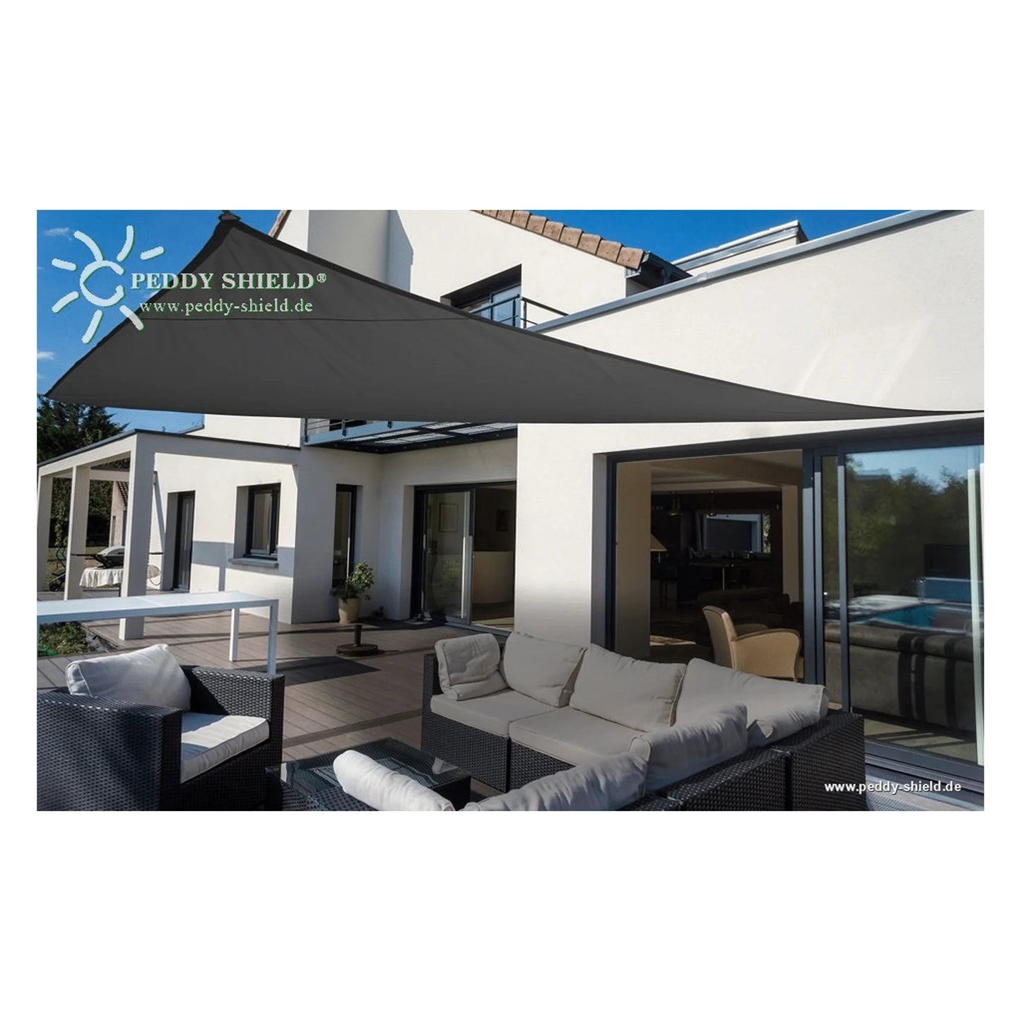 Dreiecksonnensegel konkav mit Regenschutz – (Peddy Shield) - Jalousiene Ersatzteile - Shop