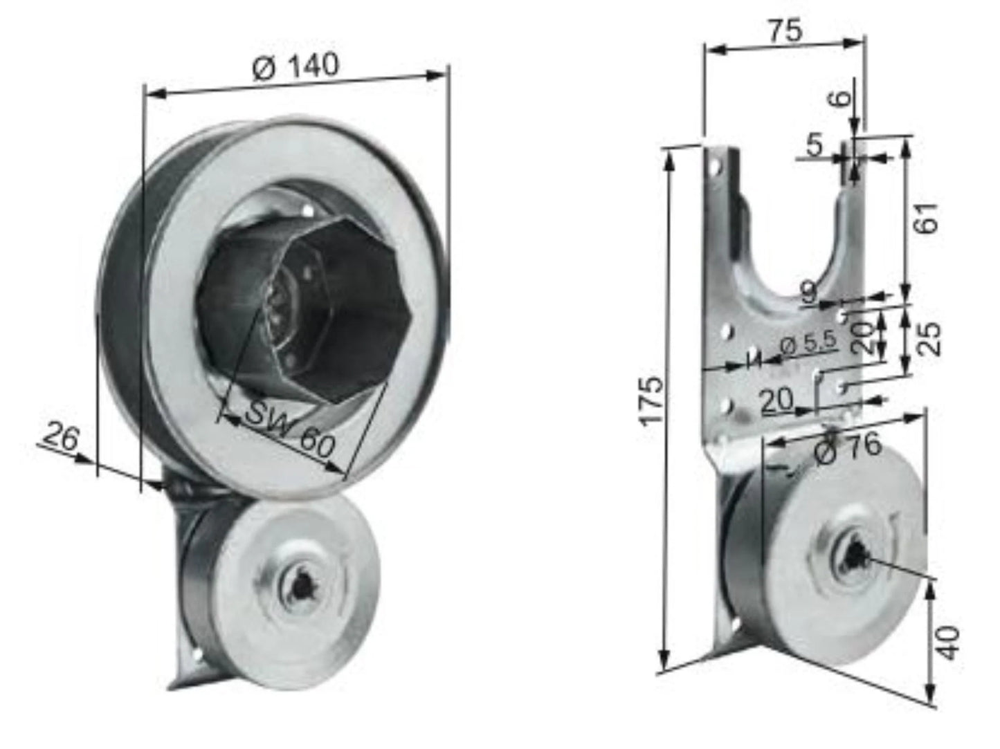 Fertighaus - Gurtwickler für Gurt 23 mm - Gurtscheibe Ø 140 mm - Jalousiene Ersatzteile - Shop