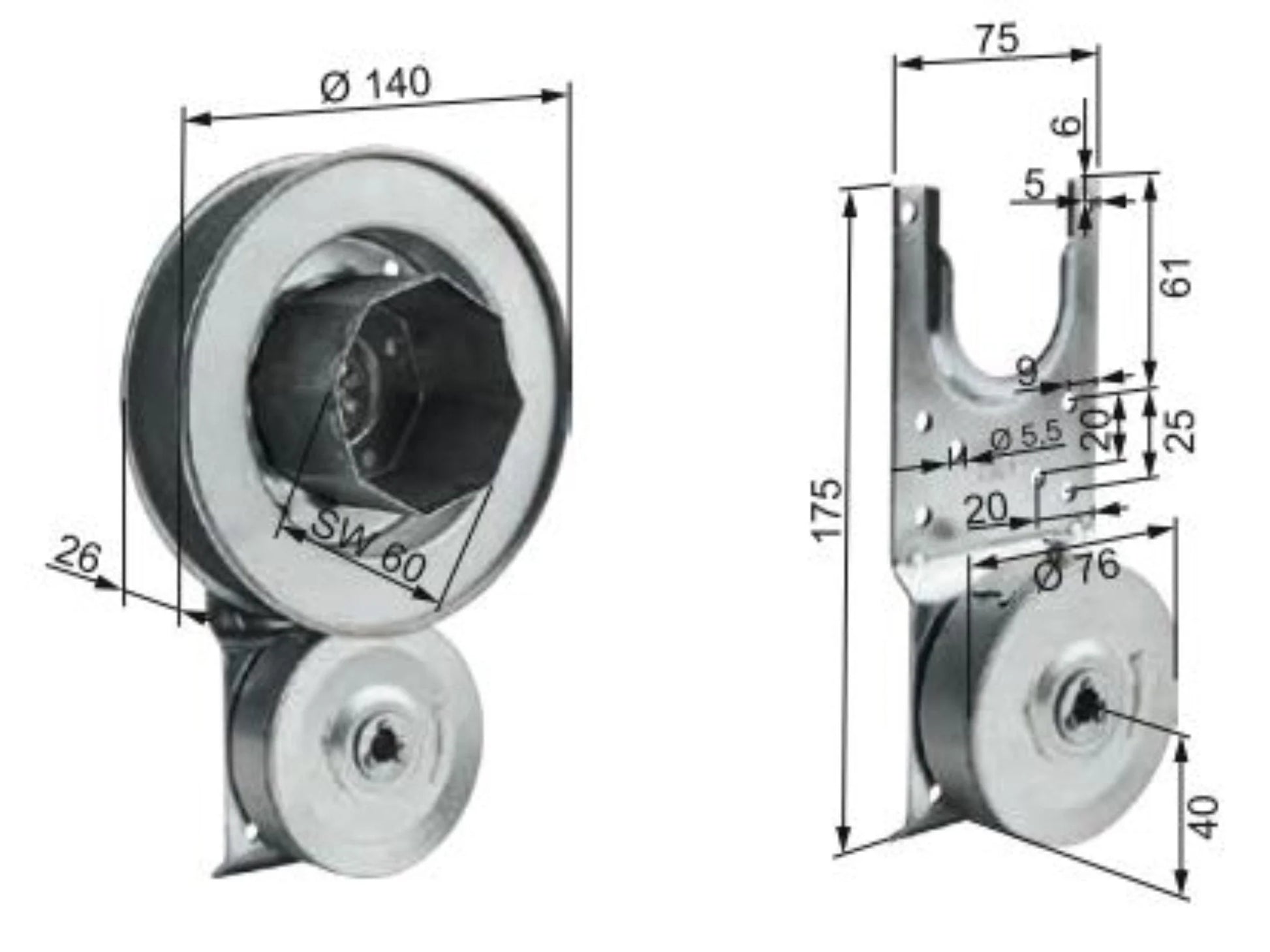 Fertighaus - Gurtwickler für Gurt 23 mm - Gurtscheibe Ø 140 mm - Jalousiene Ersatzteile - Shop