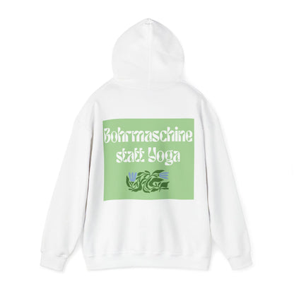Jalousien Ersatzteile-Shop Handwerker Hoodie Bohrmaschine statt Yoga Rückseite, weiß