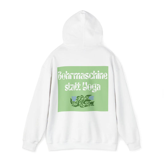 Jalousien Ersatzteile-Shop Handwerker Hoodie Bohrmaschine statt Yoga Rückseite, weiß