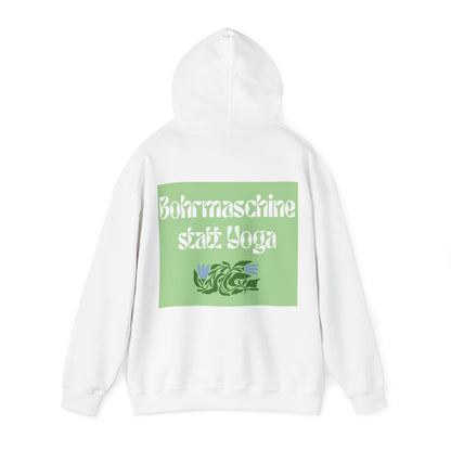 Jalousien Ersatzteile-Shop Handwerker Hoodie Bohrmaschine statt Yoga Rückseite, weiß