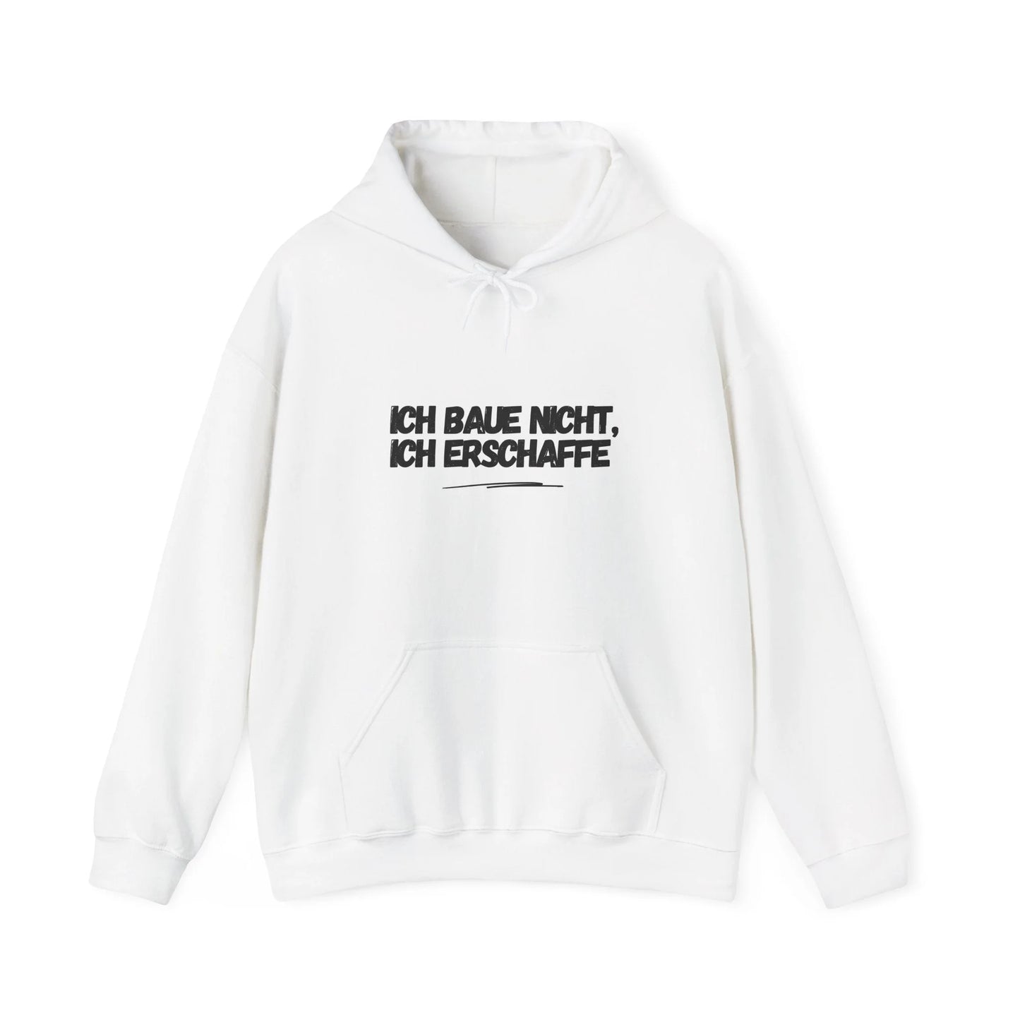 Jalousiene Ersatzteile-Shop Hoodie Ich baue nicht ich erschaffe vorderseite, weiß