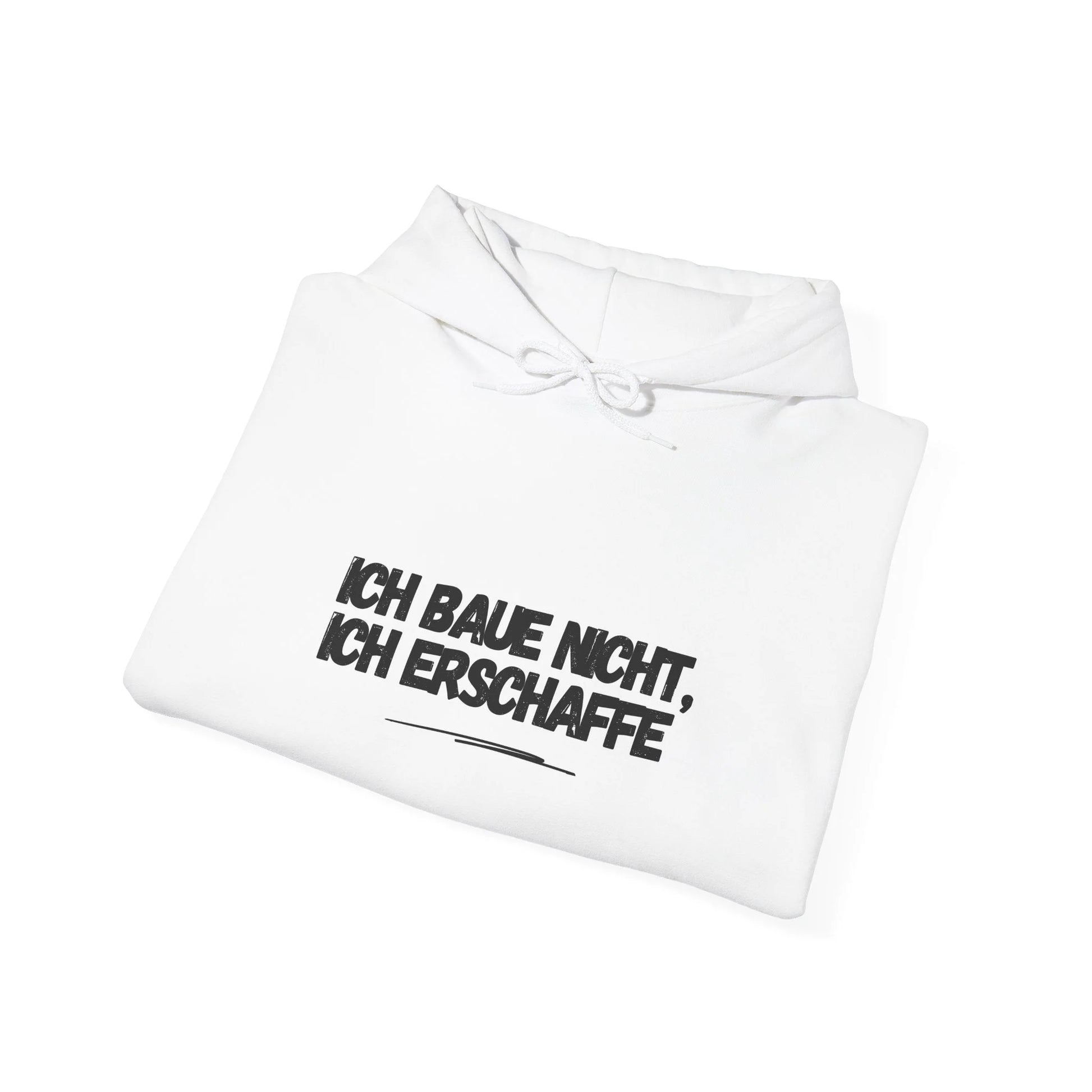 Jalousiene Ersatzteile-Shop Hoodie Ich baue nicht ich erschaffe, weiß