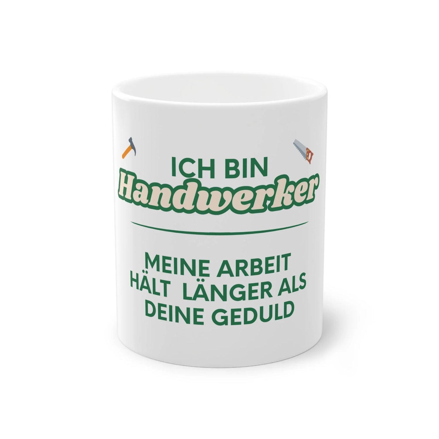 Jalousien Ersatzteile-Shop Ich bin Handwerker Tasse vorderseite, weiß