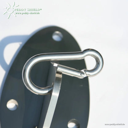 Edelstahl Karabinerhaken V4A zur Befestigung von Sonnensegeln an Wand oder Mast