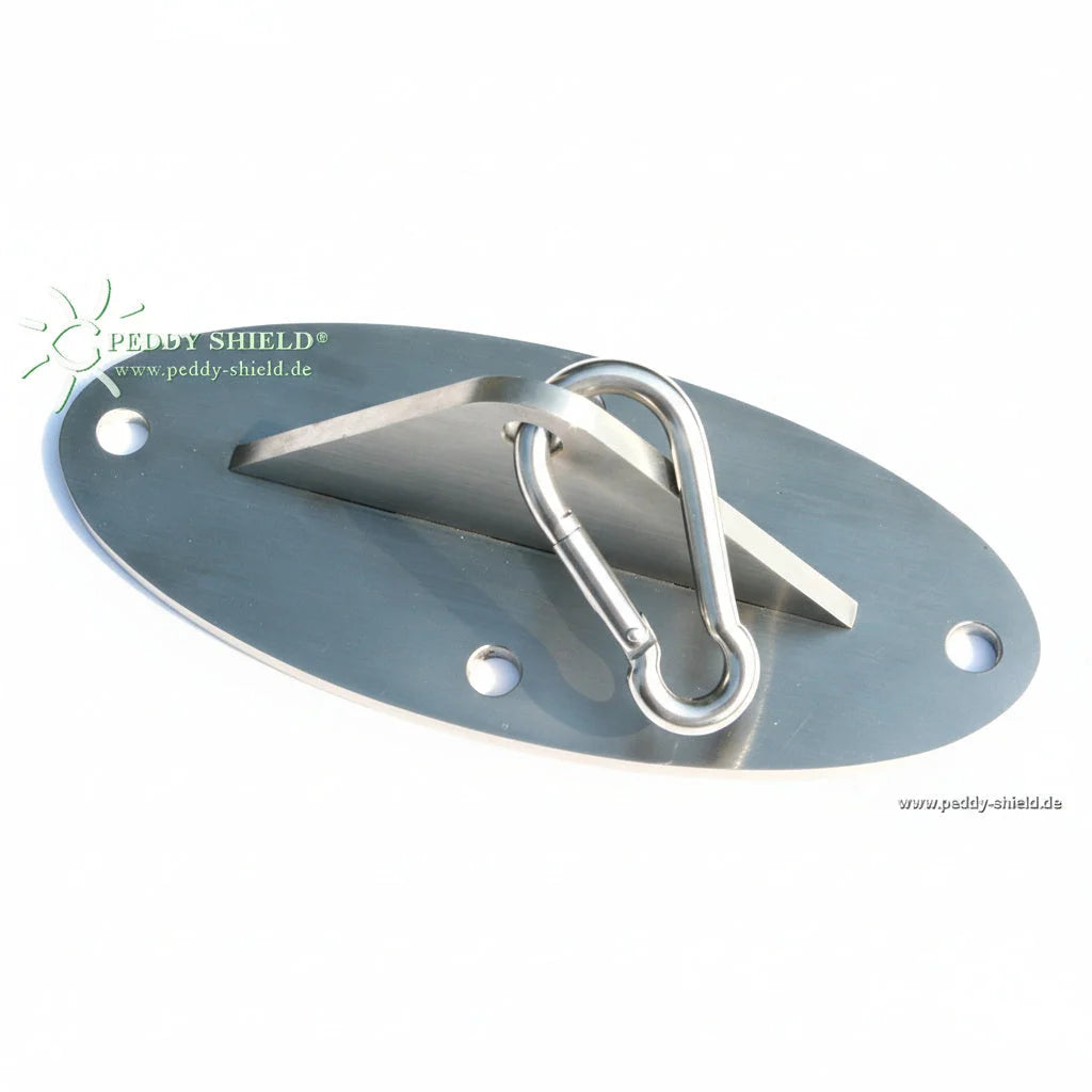 Sonnensegel Befestigung mit Karabinerhaken aus Edelstahl V4A für den Außenbereich