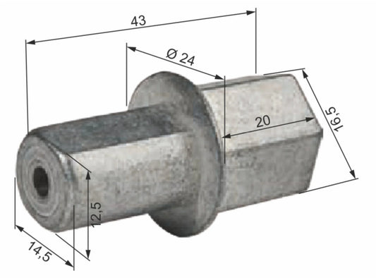 Zwischenstück Gurtzuggetriebe zu Getriebeanschluss SW 50 - Jalousiene Ersatzteile - Shop